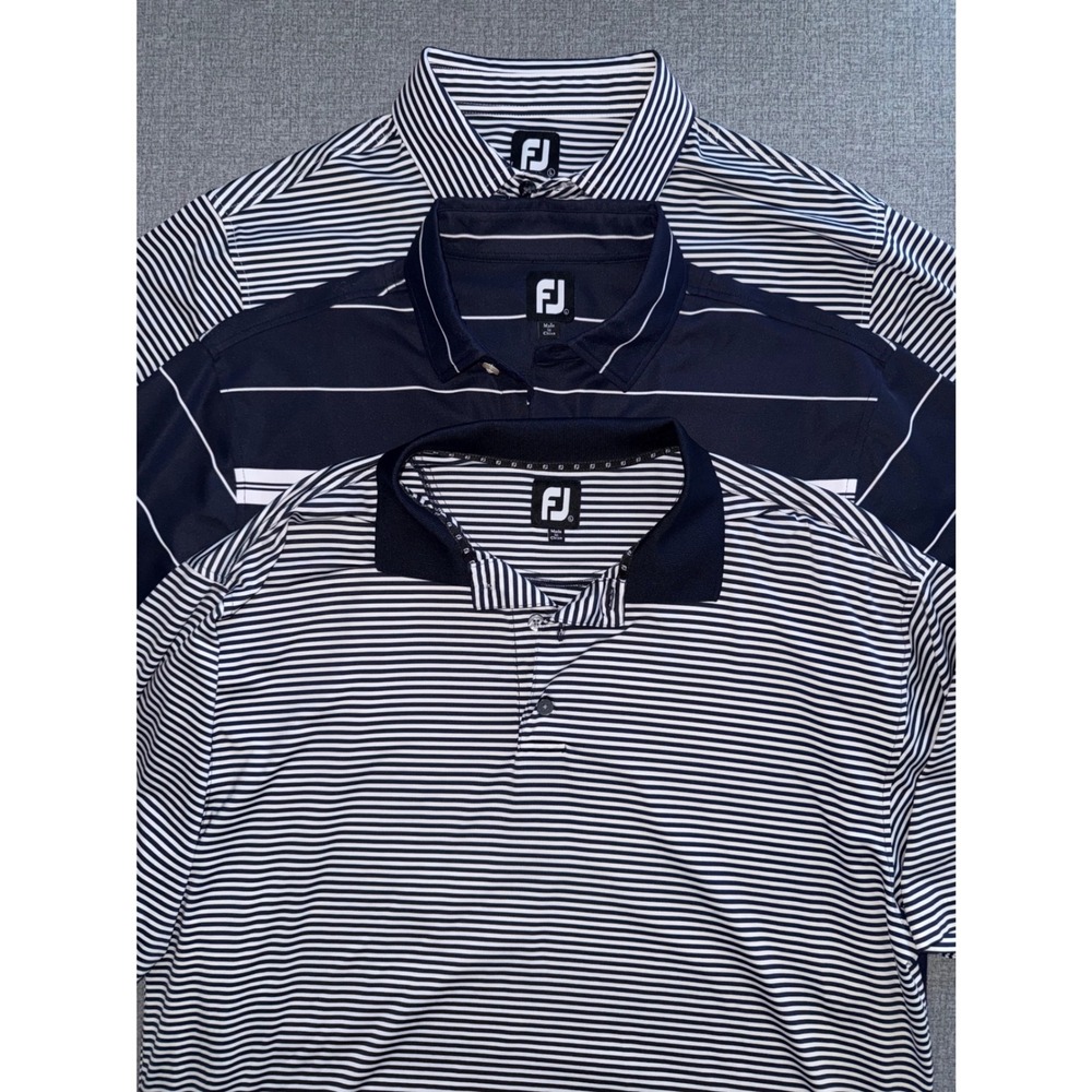 FootJoy Mens ProDry Golf Polo Shirts Lot 3  Navy.Black Stripes Large L